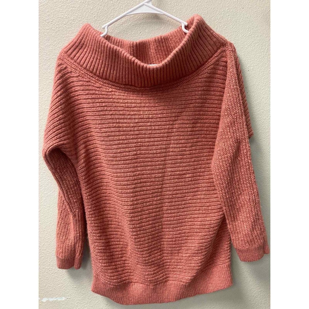Express Womens Size M Pink Ribbed Knit Cowl Neck Long Sleeve Sweater